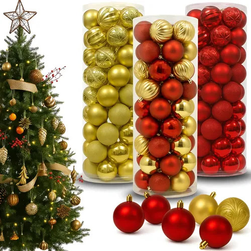 como escolher bolas para árvore de natal vermelha e dourada