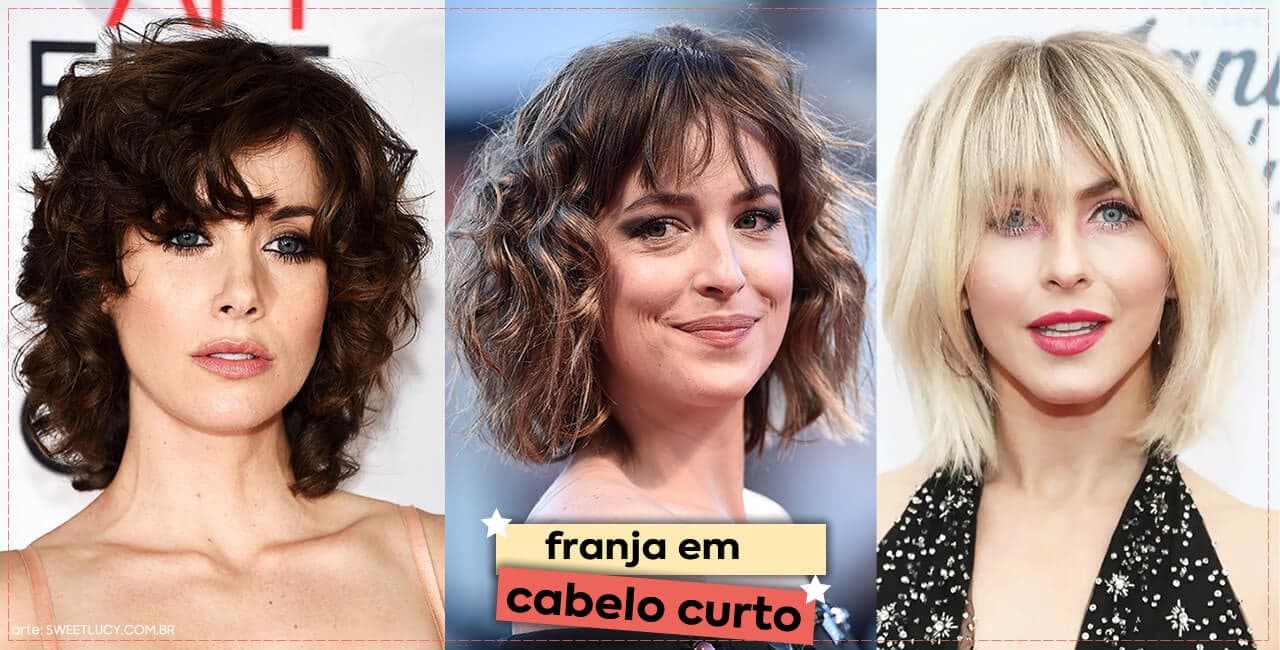 cabelo curto liso com franja