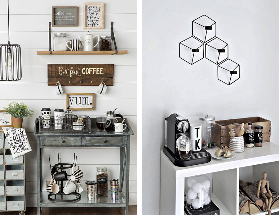 cantinho do café na sala de estar