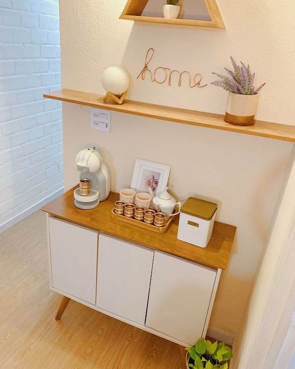 cantinho do café na sala de estar