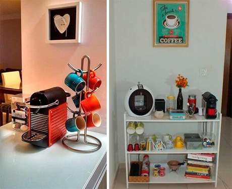 cantinho do café na sala de estar