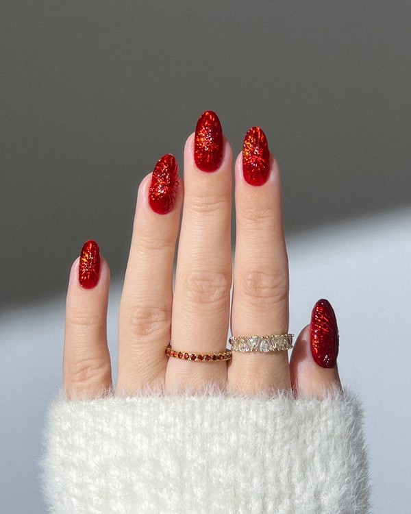 ideias de unhas decoradas para o natal simples
