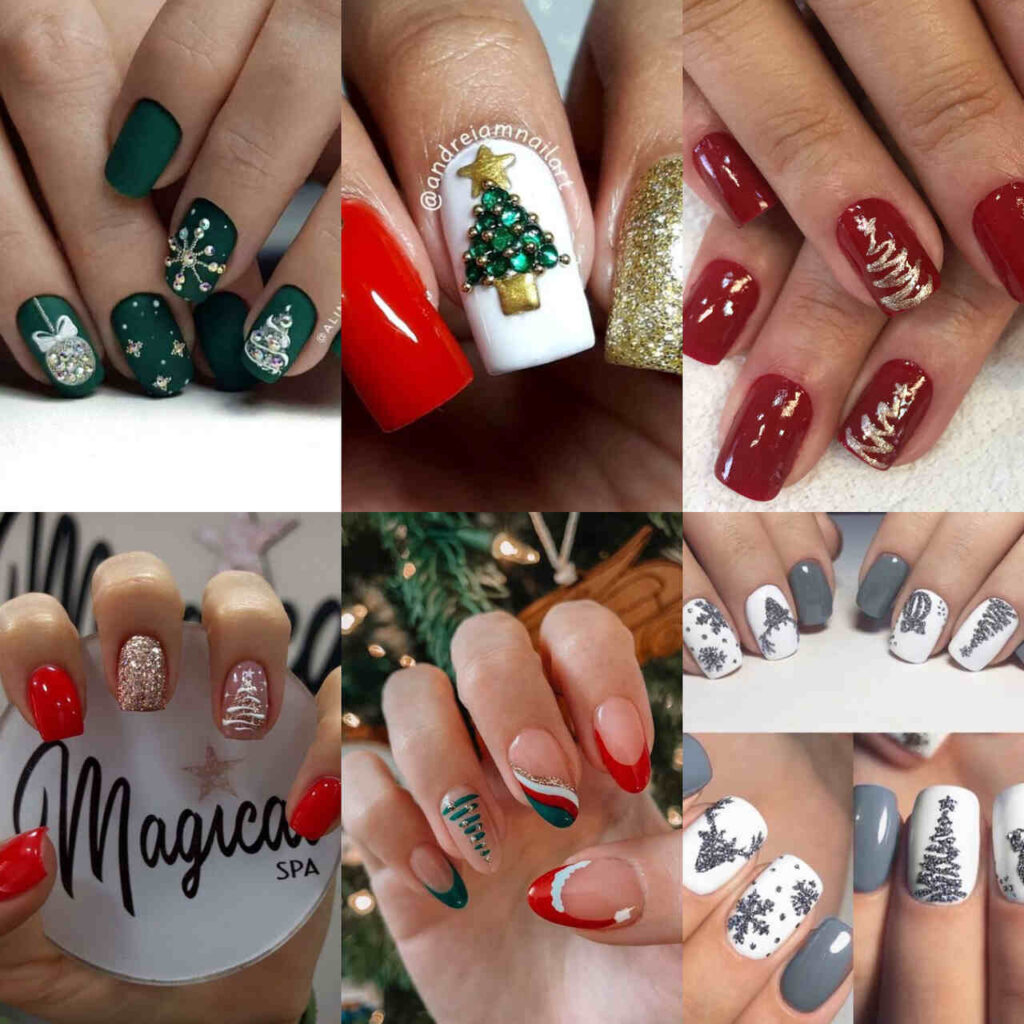 unhas de natal com flocos de neve passo a passo