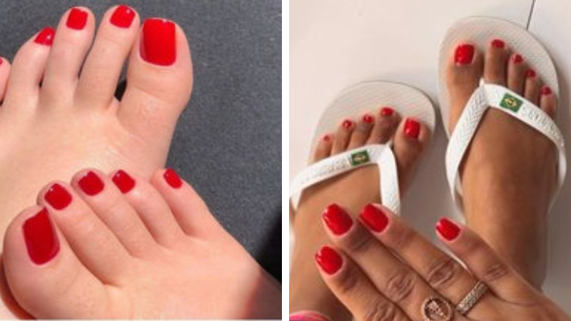 quanto custa fazer pedicure com esmalte vermelho