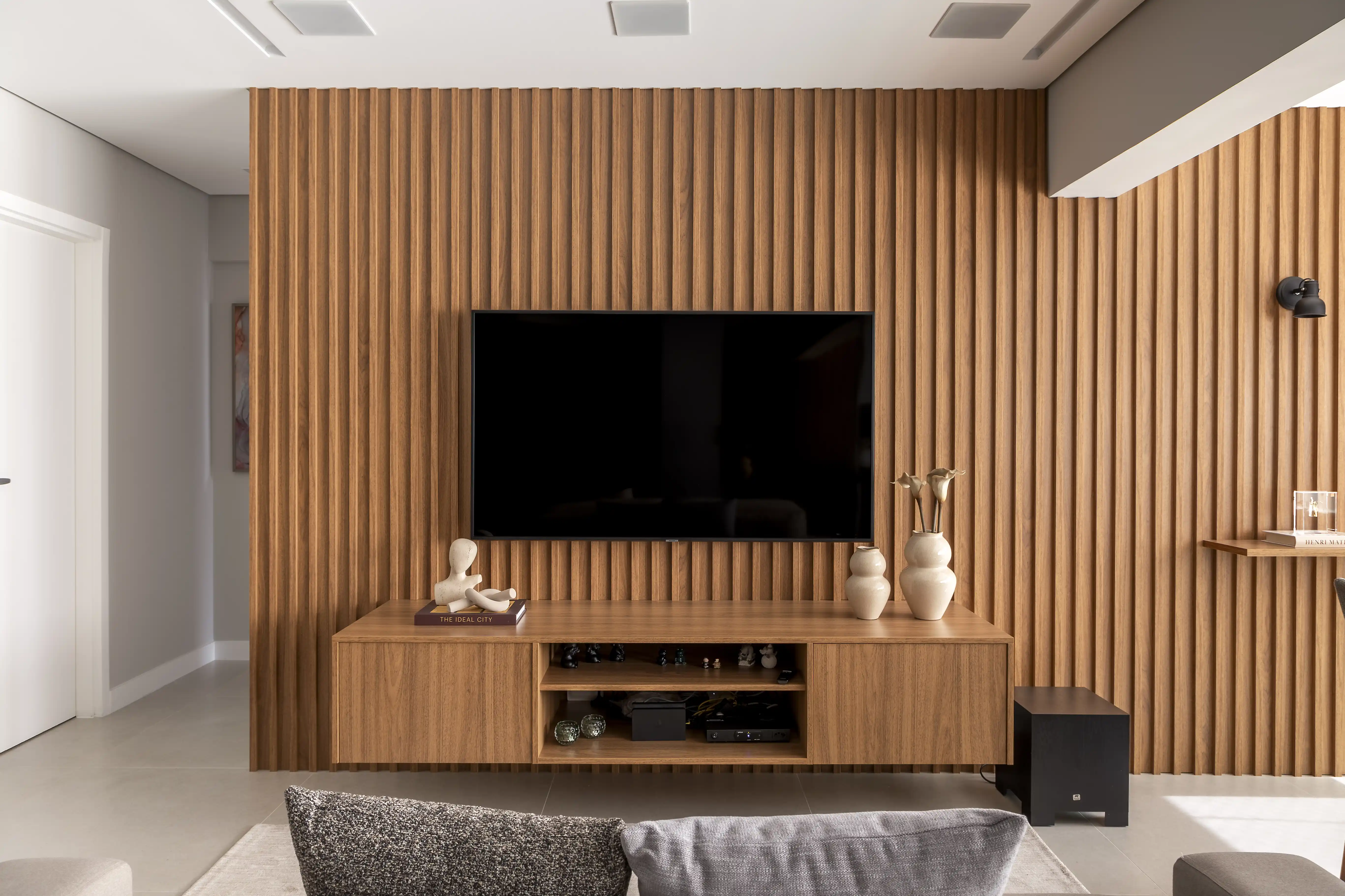 ideias de painel ripado para sala