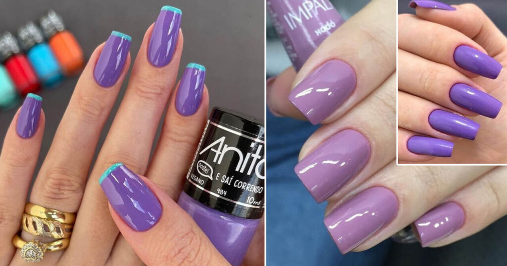 inspiração de unhas roxas