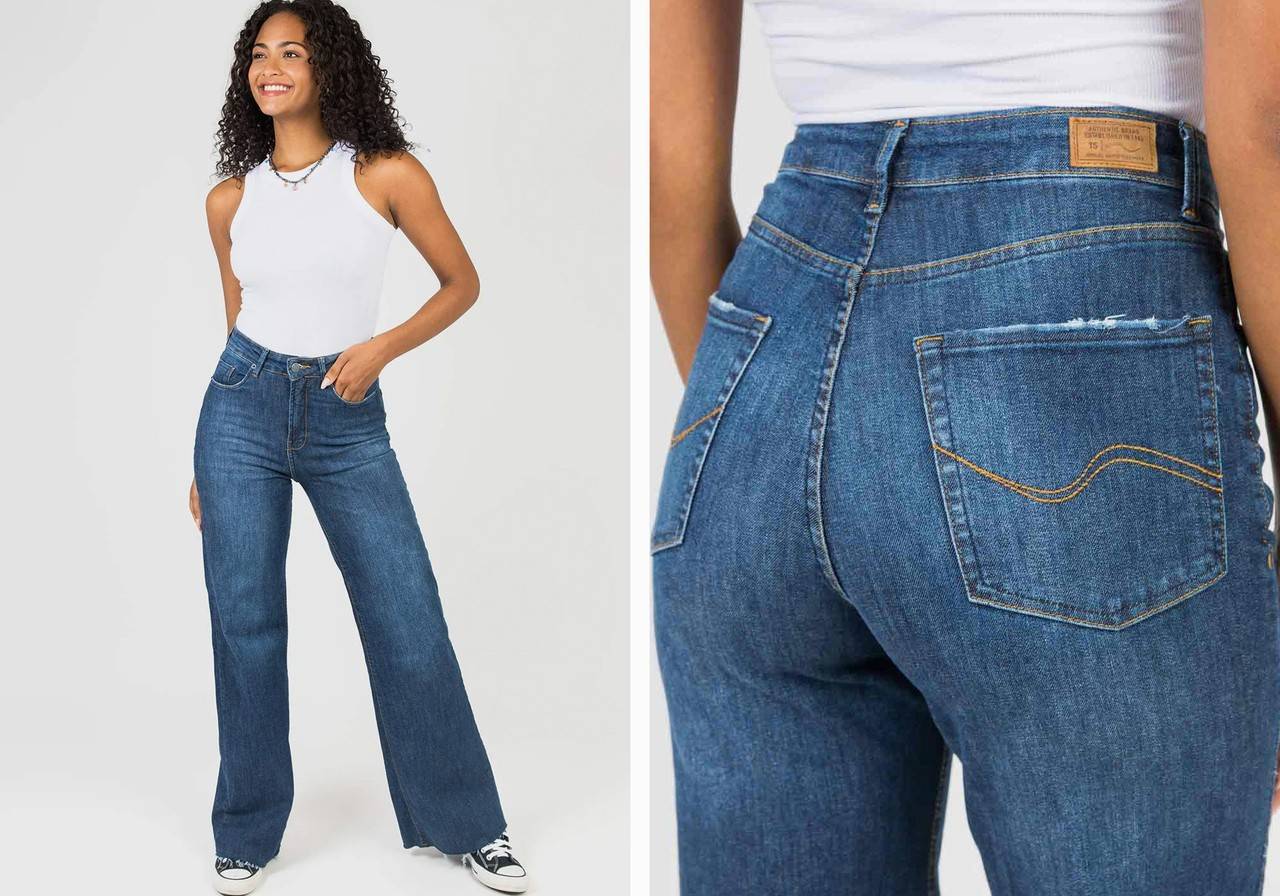 como usar calça jeans wide leg no trabalho