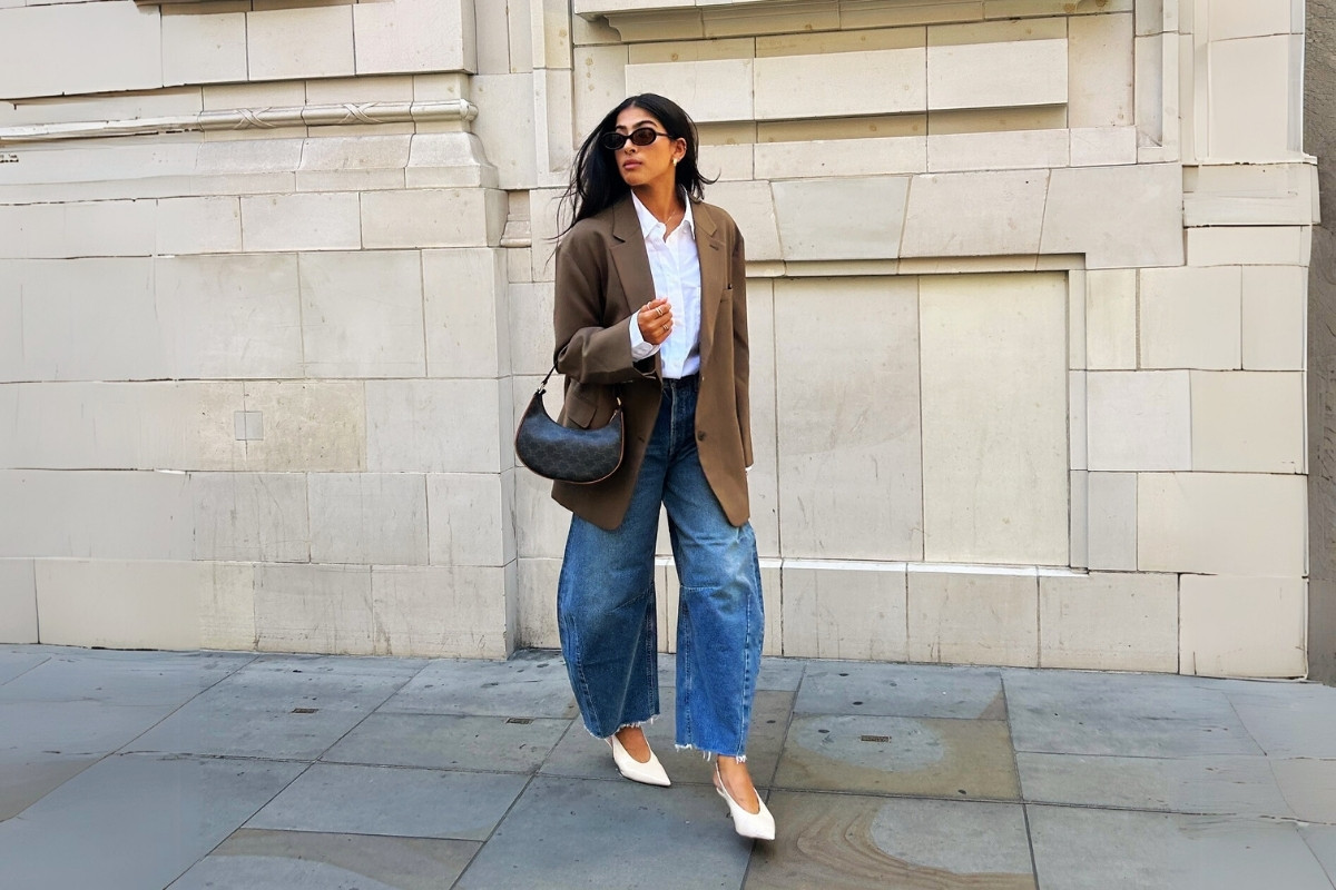 look calça jeans wide leg