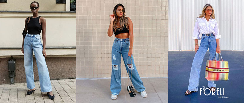 inspiração looks calça jeans wide leg para o dia a dia