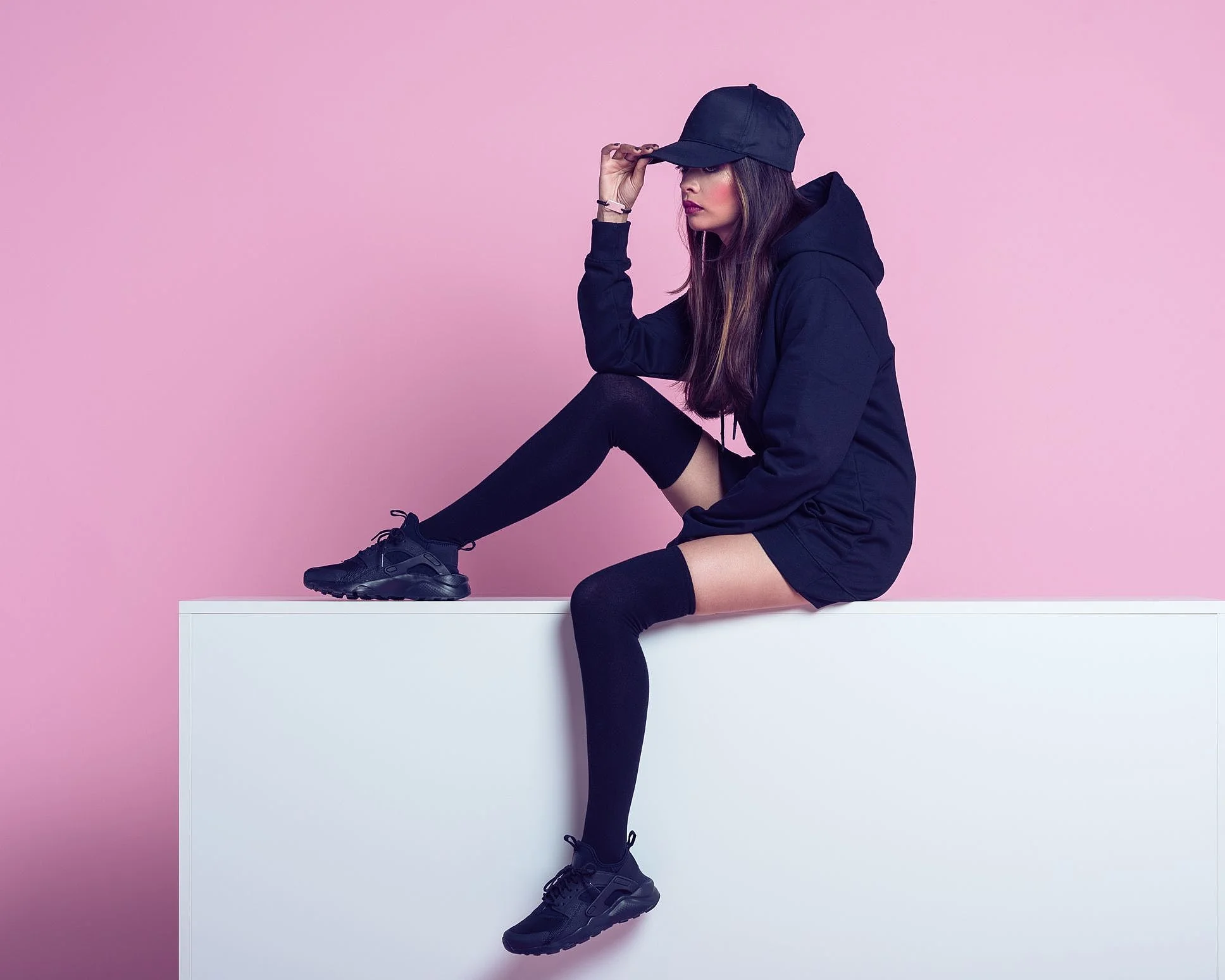 meia alta preta para academia