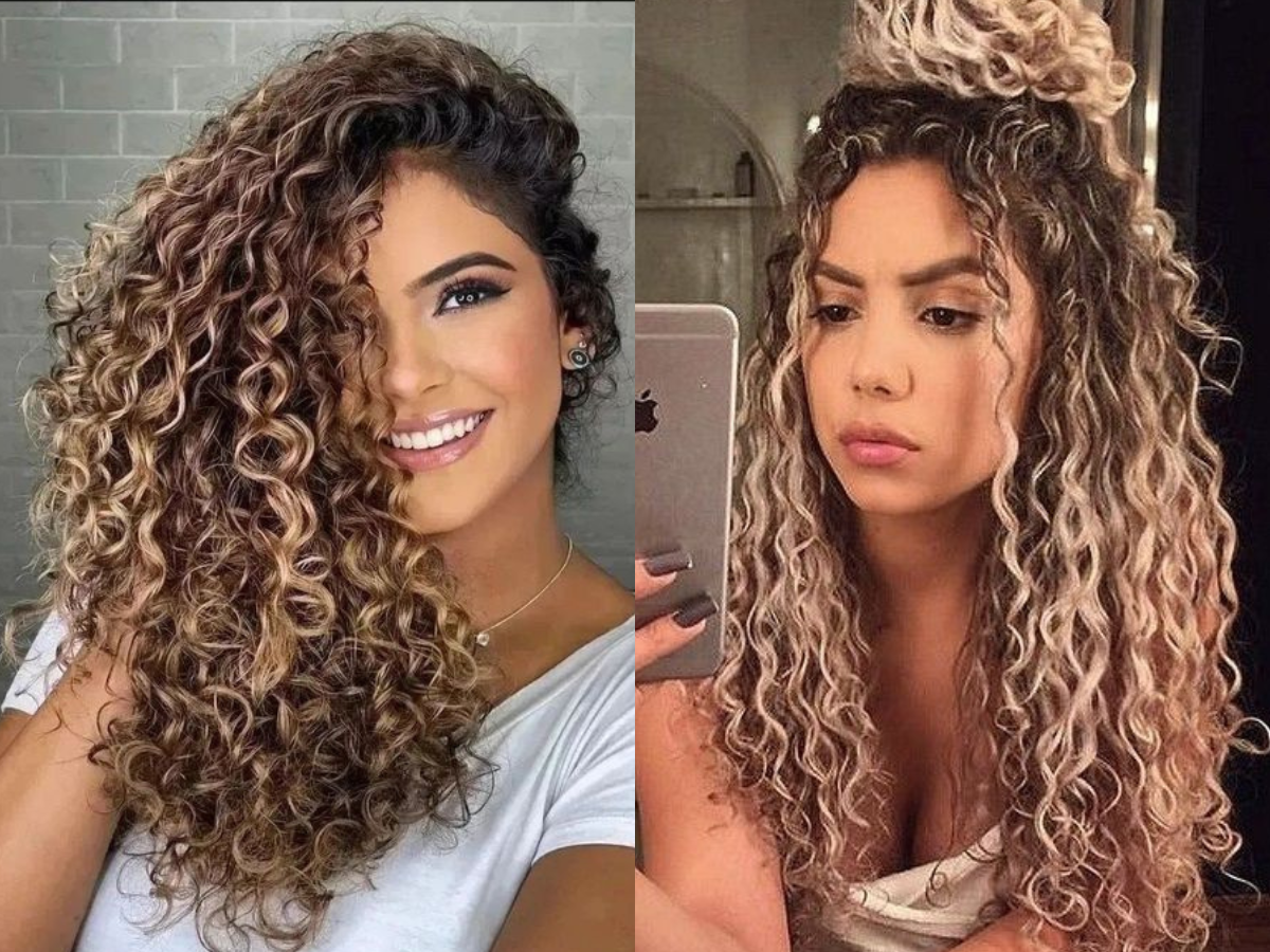 ideias de luzes para cabelo cacheado curto