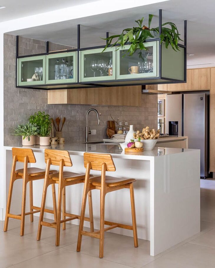 ideias de meia parede cozinha americana decorada