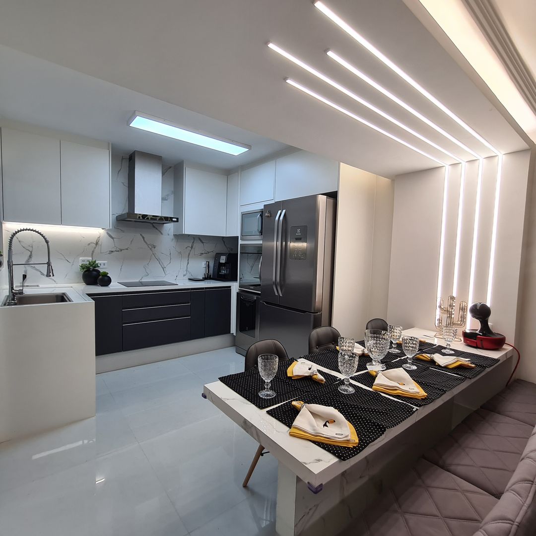 meia parede cozinha americana vs parede inteira