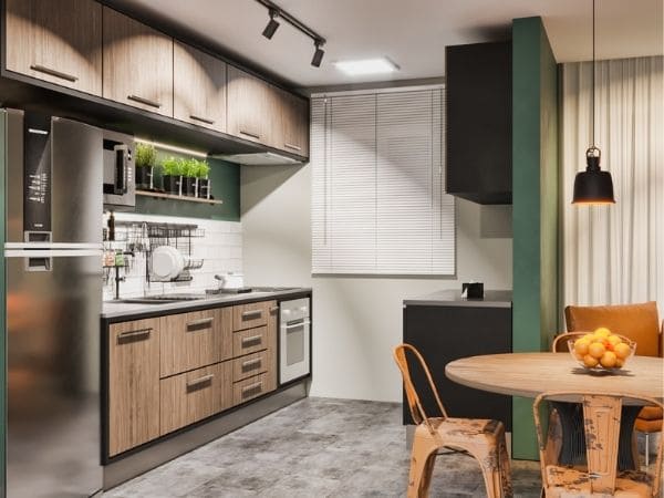 ideias de meia parede cozinha americana decorada