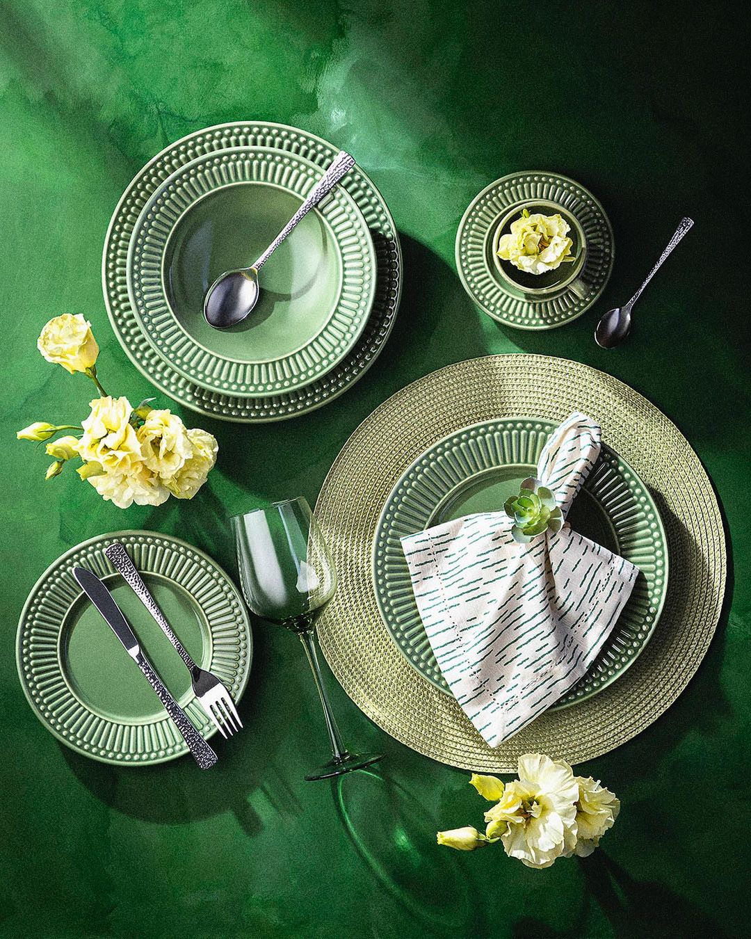 ideias mesa posta verde inspiração