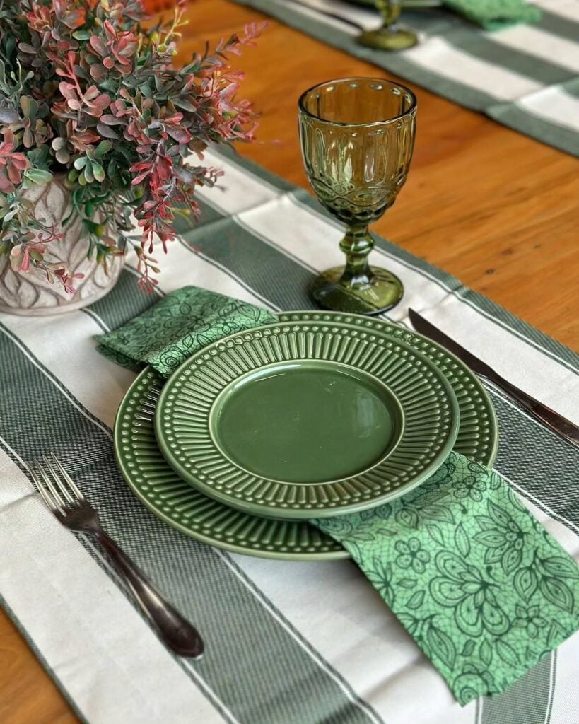 ideias mesa posta verde inspiração