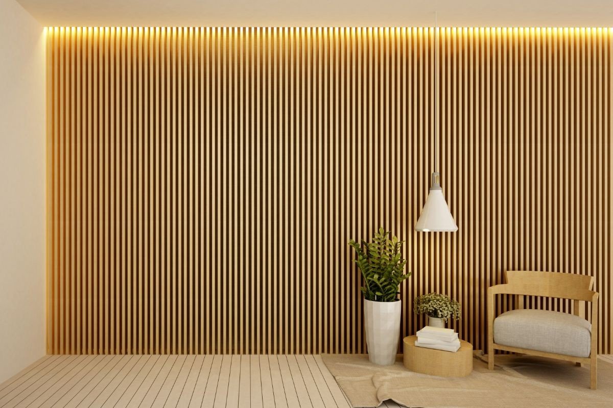 ideias de decoração com painel ripado para sala