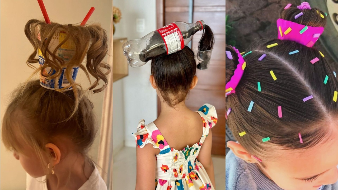 penteado maluco infantil vs penteado temático