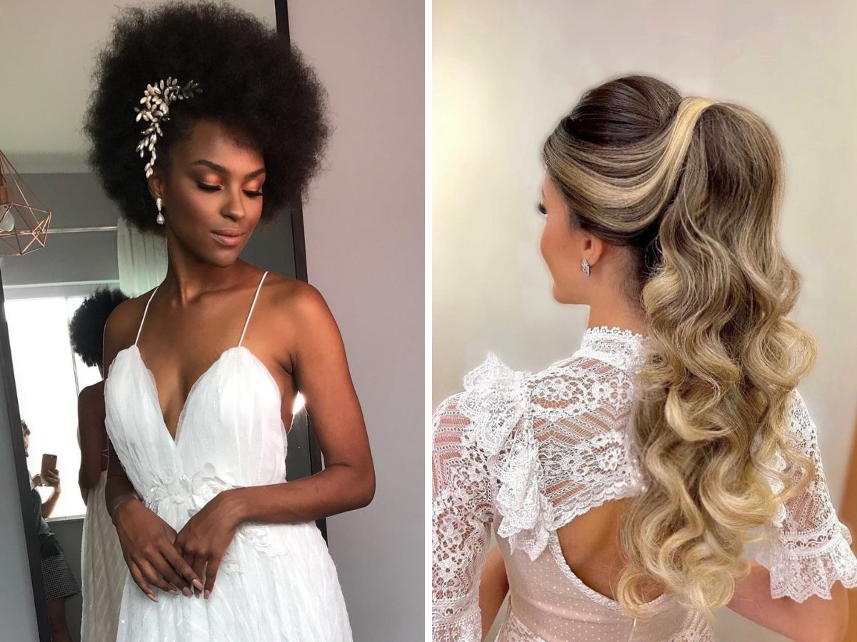 penteados com trança lateral para madrinha de casamento no campo