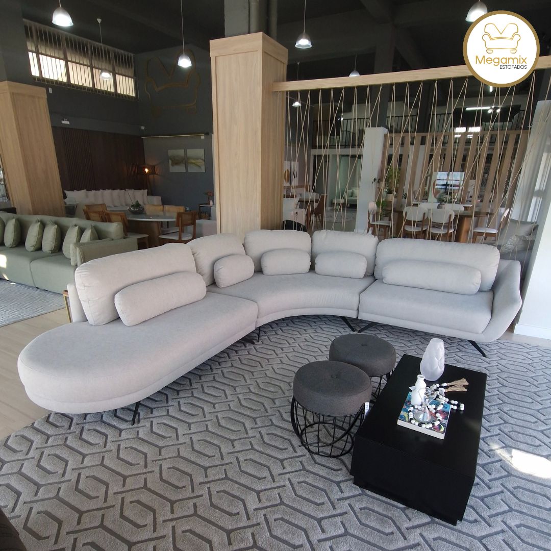 sofá minimalista de 2 lugares com chaise