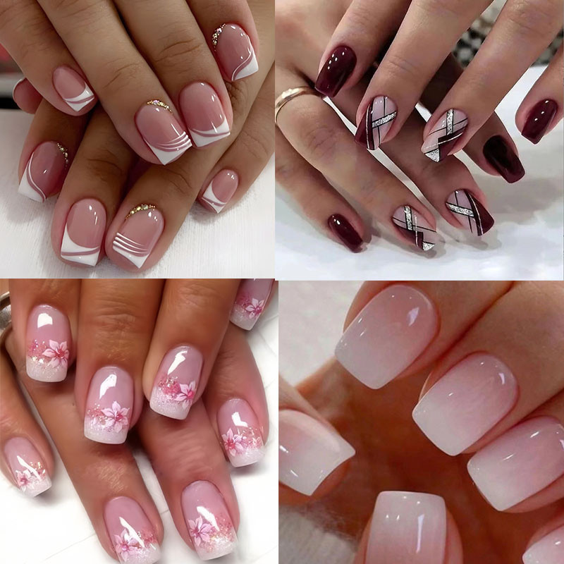 unha de gel quadrada curta