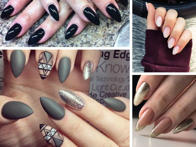 inspiração unhas de gel stiletto decoradas