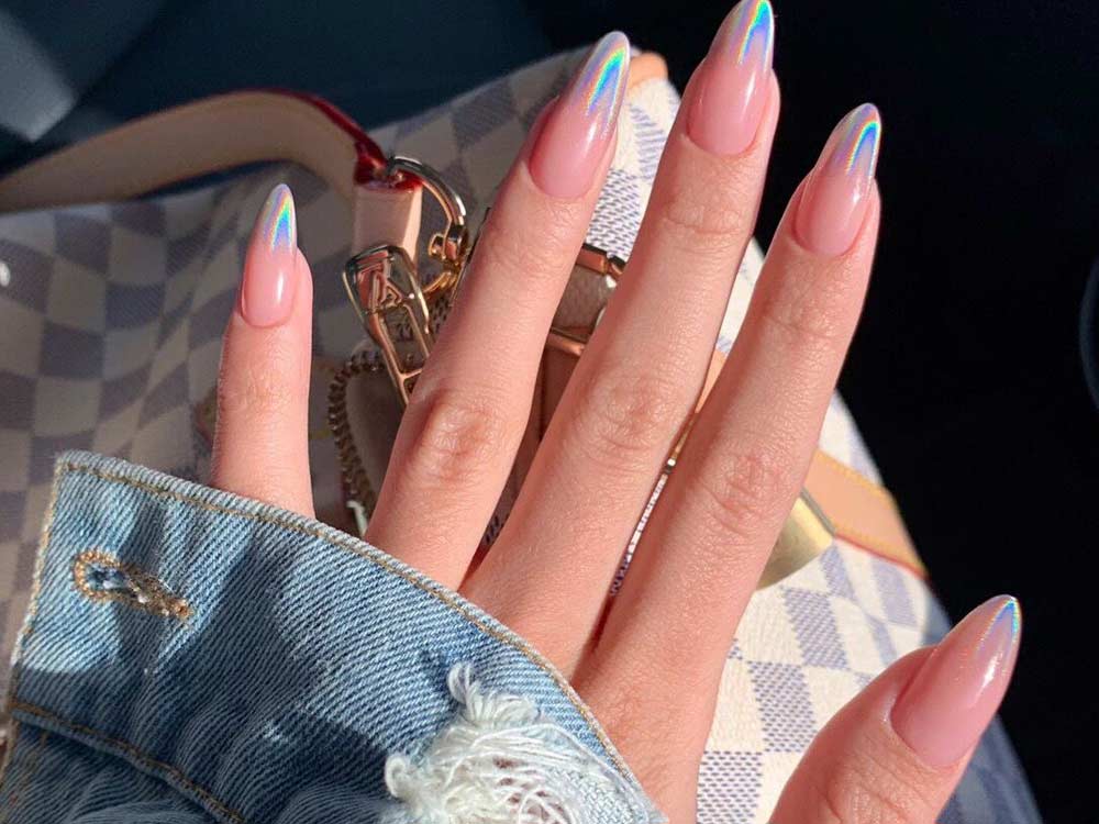 unha stiletto rosa glitter vs unha stiletto azul glitter