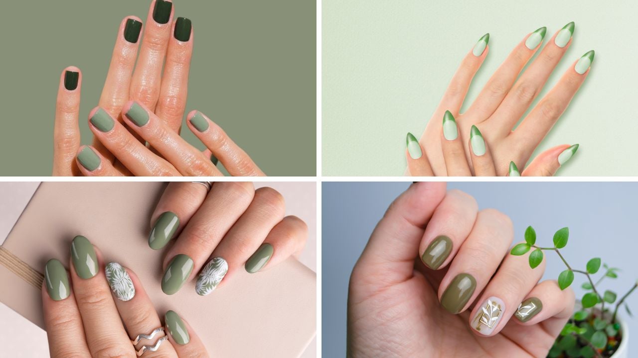 unhas de gel verde