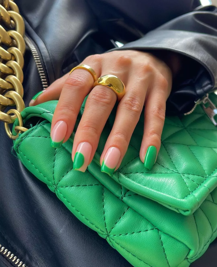 unhas de gel verde