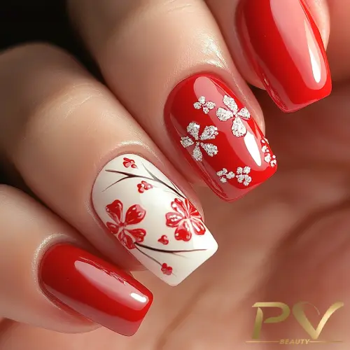 unhas decoradas vermelhas