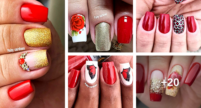 ideias de unhas decoradas vermelho cereja