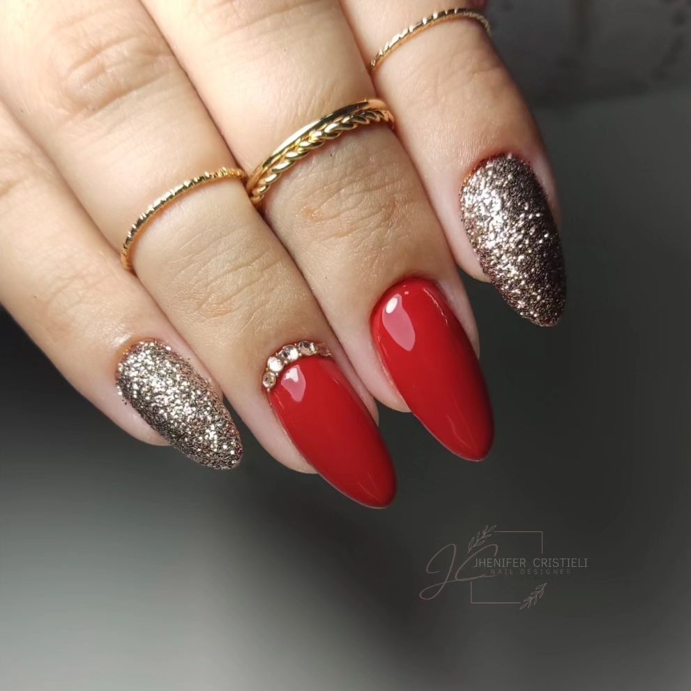 ideias de unhas decoradas vermelho cereja