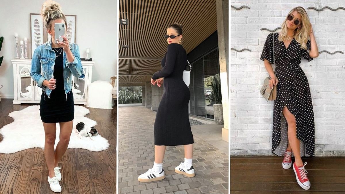 erros ao usar vestido com tênis que você deve evitar
